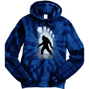 Bigfoot Footprint Moon Light Funny Sasquatch Tie Dye Hoodie