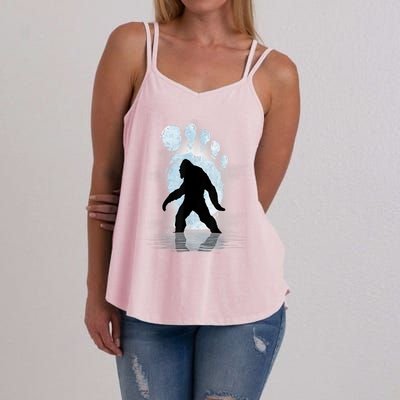 Bigfoot Footprint Moon Light Funny Sasquatch Women's Strappy Tank