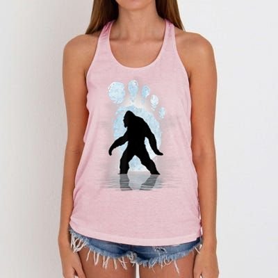 Bigfoot Footprint Moon Light Funny Sasquatch Women's Knotted Racerback Tank