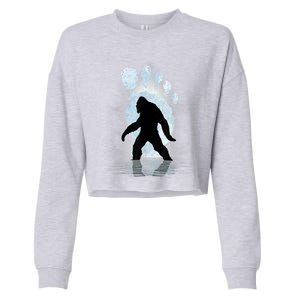 Bigfoot Footprint Moon Light Funny Sasquatch Cropped Pullover Crew