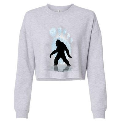 Bigfoot Footprint Moon Light Funny Sasquatch Cropped Pullover Crew