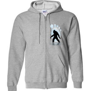 Bigfoot Footprint Moon Light Funny Sasquatch Full Zip Hoodie