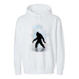 Bigfoot Footprint Moon Light Funny Sasquatch Garment-Dyed Fleece Hoodie