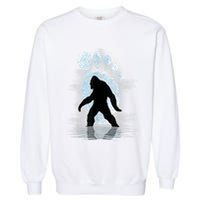 Bigfoot Footprint Moon Light Funny Sasquatch Garment-Dyed Sweatshirt