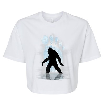 Bigfoot Footprint Moon Light Funny Sasquatch Bella+Canvas Jersey Crop Tee