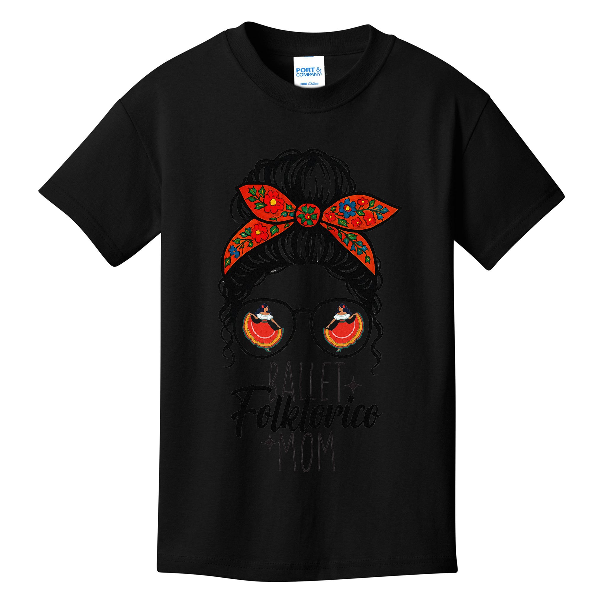 Ballet Folklorico Mom Messy Bun Mexican Dance Lover Kids T-Shirt