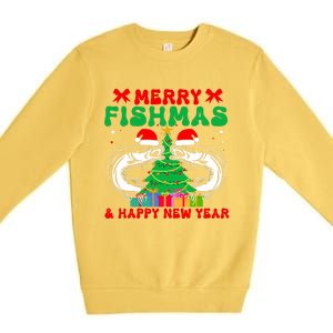 Bass Fishing Merry Fishmas And Happy New Year Christmas Premium Crewneck Sweatshirt