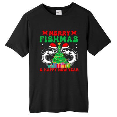 Bass Fishing Merry Fishmas And Happy New Year Christmas Tall Fusion ChromaSoft Performance T-Shirt