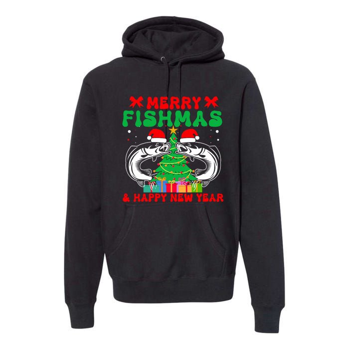 Bass Fishing Merry Fishmas And Happy New Year Christmas Premium Hoodie