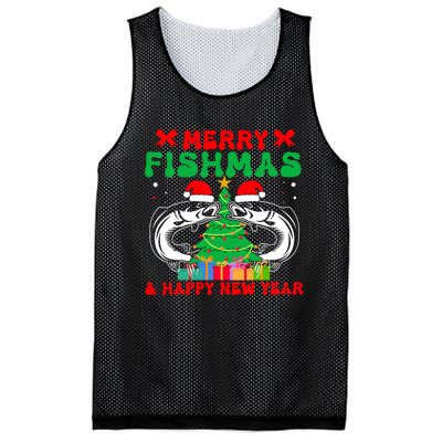 Bass Fishing Merry Fishmas And Happy New Year Christmas Mesh Reversible Basketball Jersey Tank