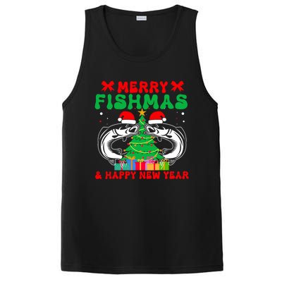 Bass Fishing Merry Fishmas And Happy New Year Christmas PosiCharge Competitor Tank