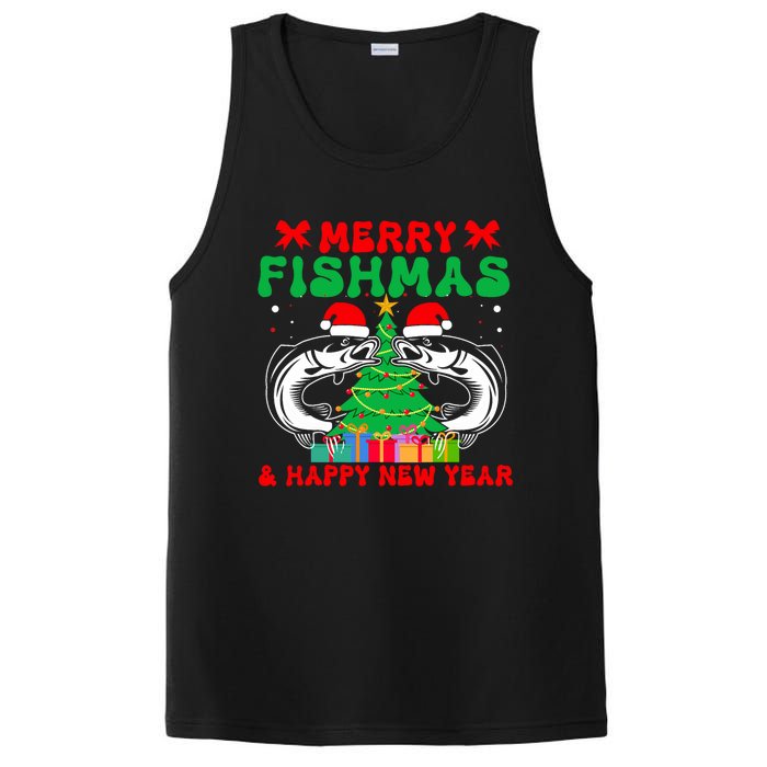 Bass Fishing Merry Fishmas And Happy New Year Christmas PosiCharge Competitor Tank