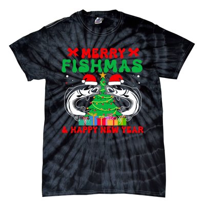 Bass Fishing Merry Fishmas And Happy New Year Christmas Tie-Dye T-Shirt