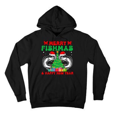 Bass Fishing Merry Fishmas And Happy New Year Christmas Tall Hoodie