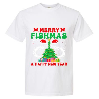 Bass Fishing Merry Fishmas And Happy New Year Christmas Garment-Dyed Heavyweight T-Shirt