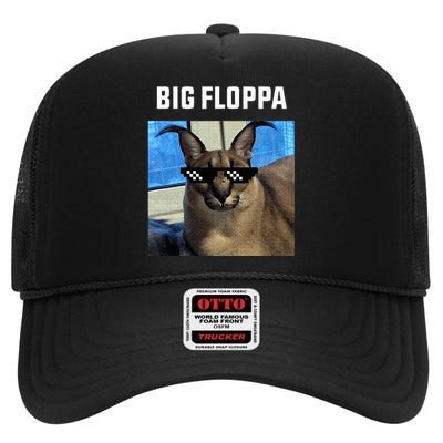 Big Floppa Meme Cat High Crown Mesh Back Trucker Hat