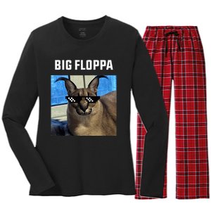 Big Floppa Meme Cat Women's Long Sleeve Flannel Pajama Set 