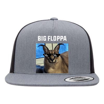 Big Floppa Meme Cat Flat Bill Trucker Hat