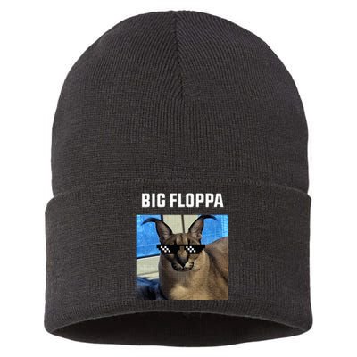 Big Floppa Meme Cat Sustainable Knit Beanie