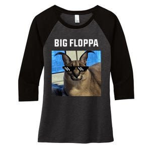 Big Floppa Meme Cat Women's Tri-Blend 3/4-Sleeve Raglan Shirt