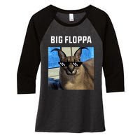 Big Floppa Meme Cat Women's Tri-Blend 3/4-Sleeve Raglan Shirt