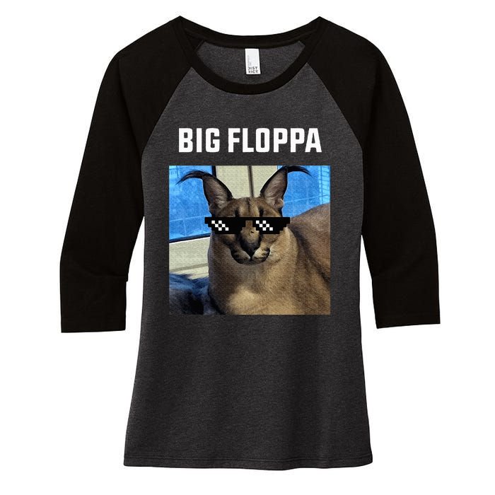 Big Floppa Meme Cat Women's Tri-Blend 3/4-Sleeve Raglan Shirt