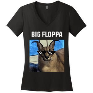 Big Floppa Meme Cat Women's V-Neck T-Shirt