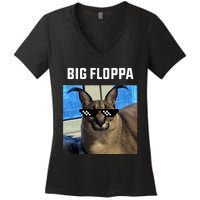 Big Floppa Meme Cat Women's V-Neck T-Shirt