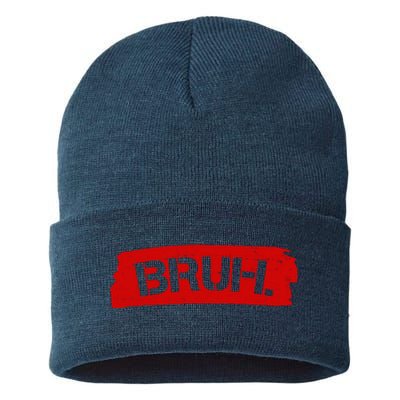 Bruh Funny Meme Sustainable Knit Beanie