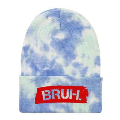 Bruh Funny Meme Tie Dye 12in Knit Beanie