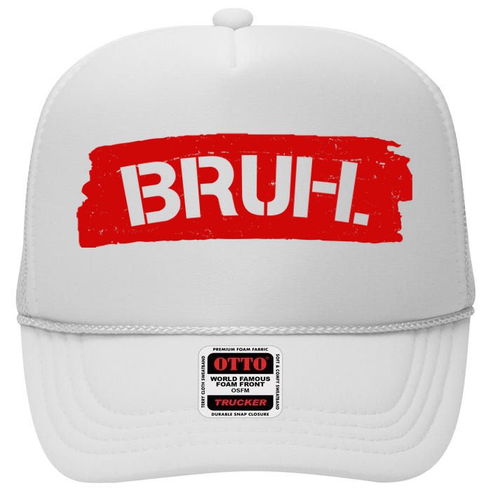 Bruh Funny Meme High Crown Mesh Back Trucker Hat