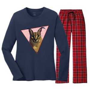 Big Floppa Meme Funny Cat Women's Long Sleeve Flannel Pajama Set 