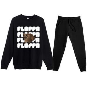 Big Floppa Meme Cat Gift Premium Crewneck Sweatsuit Set