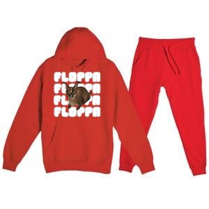 Big Floppa Meme Cat Gift Premium Hooded Sweatsuit Set