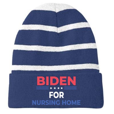 Biden For Nursing Home Striped Beanie with Solid Band