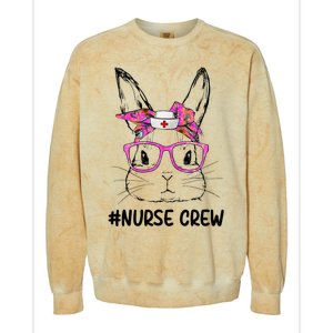 Bunny Face Nurse Tie Dye Glasses Easter Day Colorblast Crewneck Sweatshirt