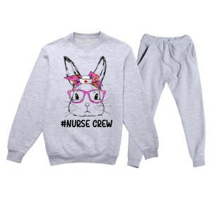 Bunny Face Nurse Tie Dye Glasses Easter Day Premium Crewneck Sweatsuit Set