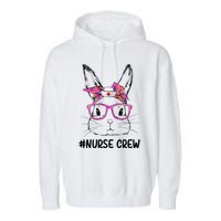 Bunny Face Nurse Tie Dye Glasses Easter Day Garment-Dyed Fleece Hoodie