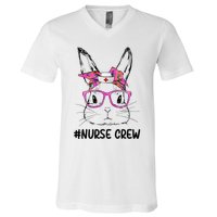 Bunny Face Nurse Tie Dye Glasses Easter Day V-Neck T-Shirt