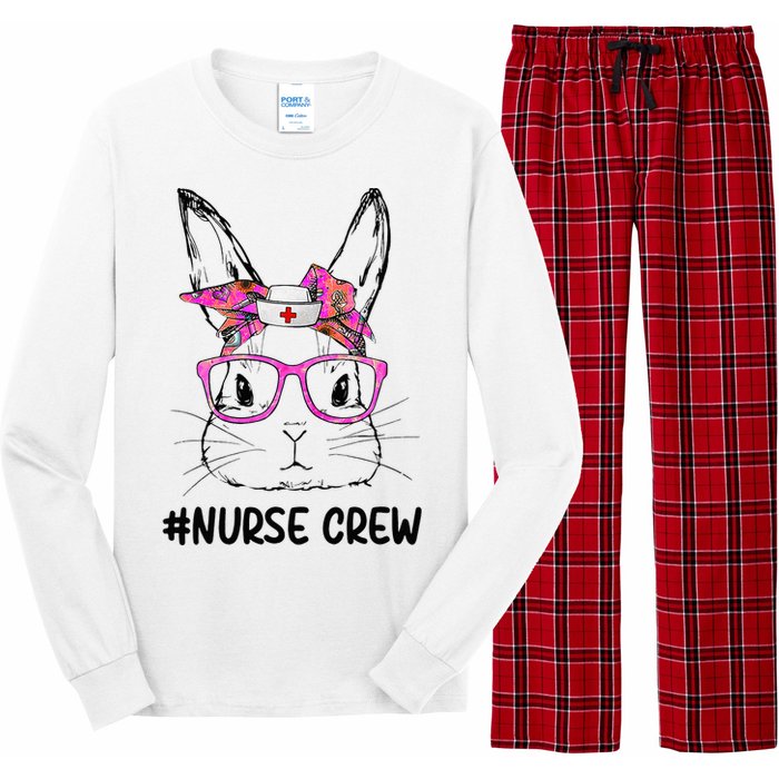 Bunny Face Nurse Tie Dye Glasses Easter Day Long Sleeve Pajama Set