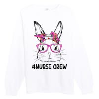 Bunny Face Nurse Tie Dye Glasses Easter Day Premium Crewneck Sweatshirt