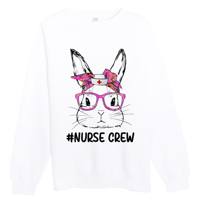 Bunny Face Nurse Tie Dye Glasses Easter Day Premium Crewneck Sweatshirt