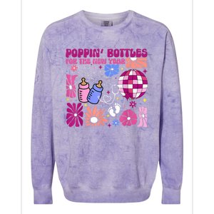 Boho Floral Nicu Crew Nurse Poppin Bottles For The New Year Colorblast Crewneck Sweatshirt