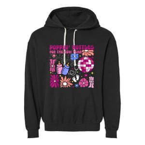 Boho Floral Nicu Crew Nurse Poppin Bottles For The New Year Garment-Dyed Fleece Hoodie