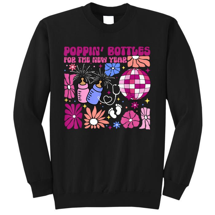 Boho Floral Nicu Crew Nurse Poppin Bottles For The New Year Sweatshirt