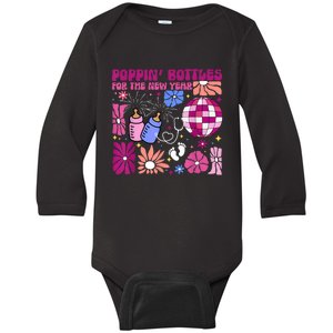 Boho Floral Nicu Crew Nurse Poppin Bottles For The New Year Baby Long Sleeve Bodysuit