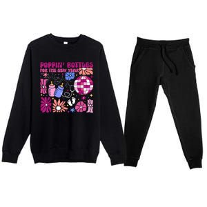 Boho Floral Nicu Crew Nurse Poppin Bottles For The New Year Premium Crewneck Sweatsuit Set