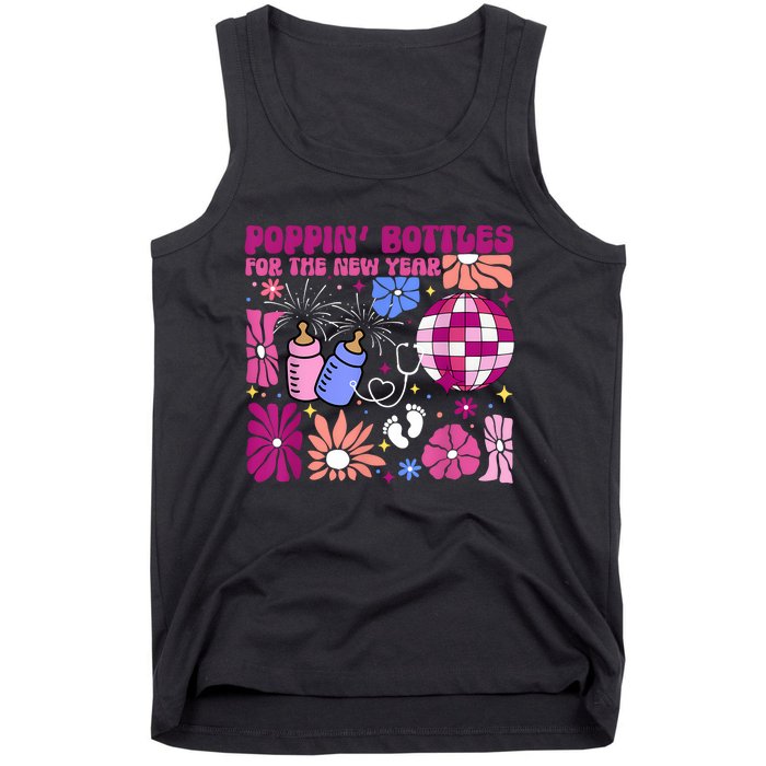 Boho Floral Nicu Crew Nurse Poppin Bottles For The New Year Tank Top