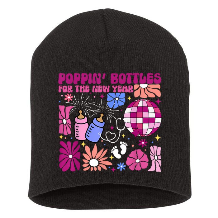 Boho Floral Nicu Crew Nurse Poppin Bottles For The New Year Short Acrylic Beanie