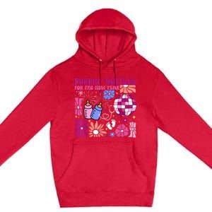 Boho Floral Nicu Crew Nurse Poppin Bottles For The New Year Premium Pullover Hoodie